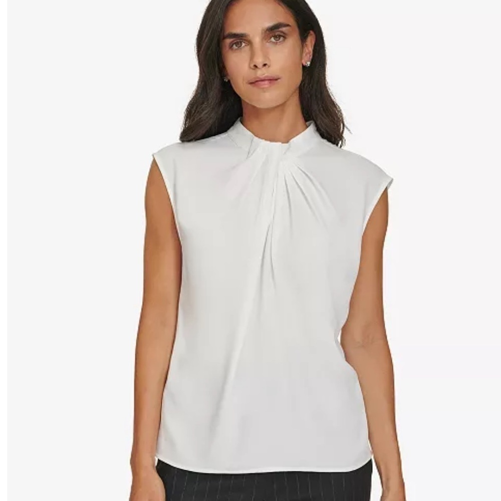 Calvin Klein Gathered-Neck Sleeveless Top